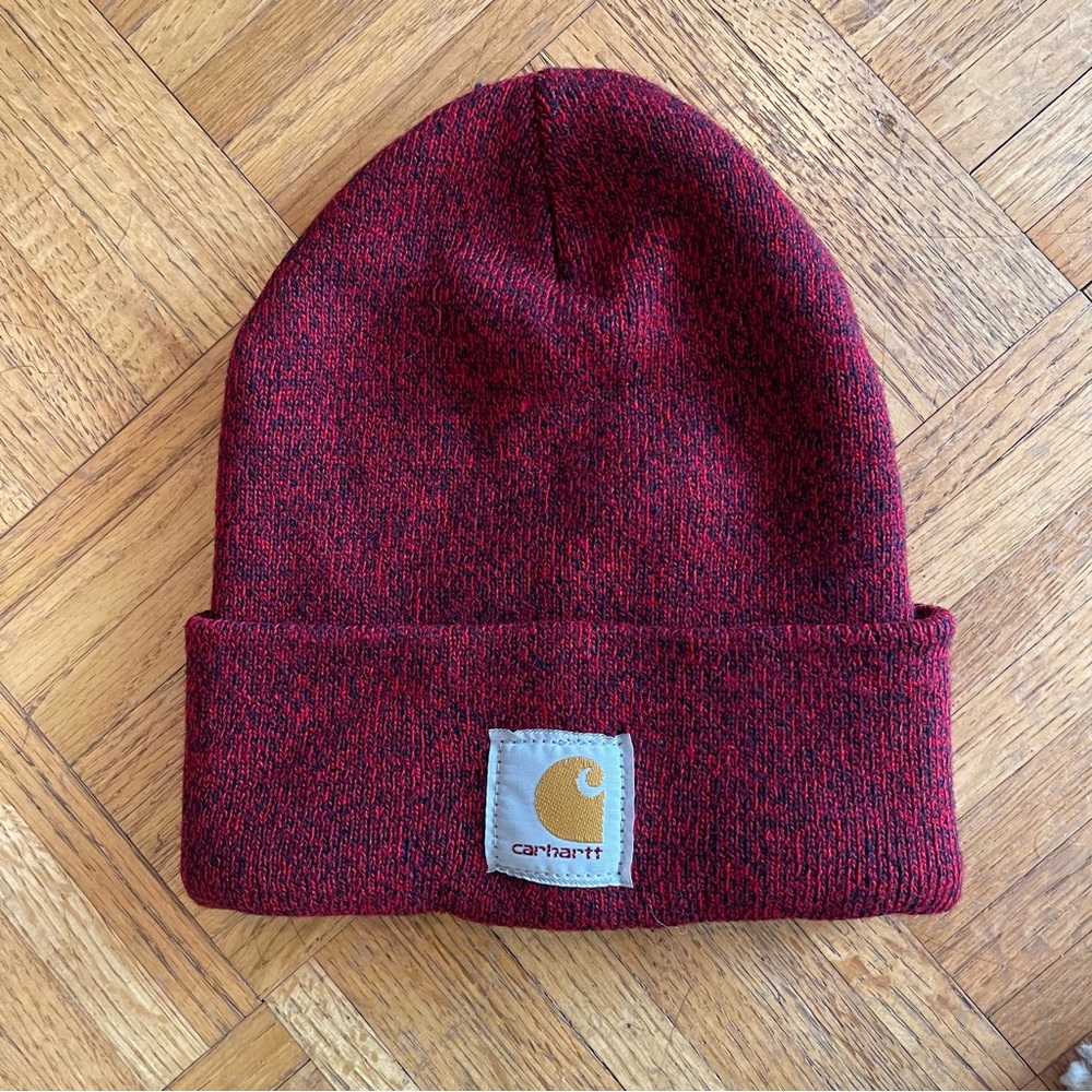 CARHARTT UNISEX BURGUNDY RED AND BLACK HEATHER KNIT WATCH HAT WINTER BEANIE